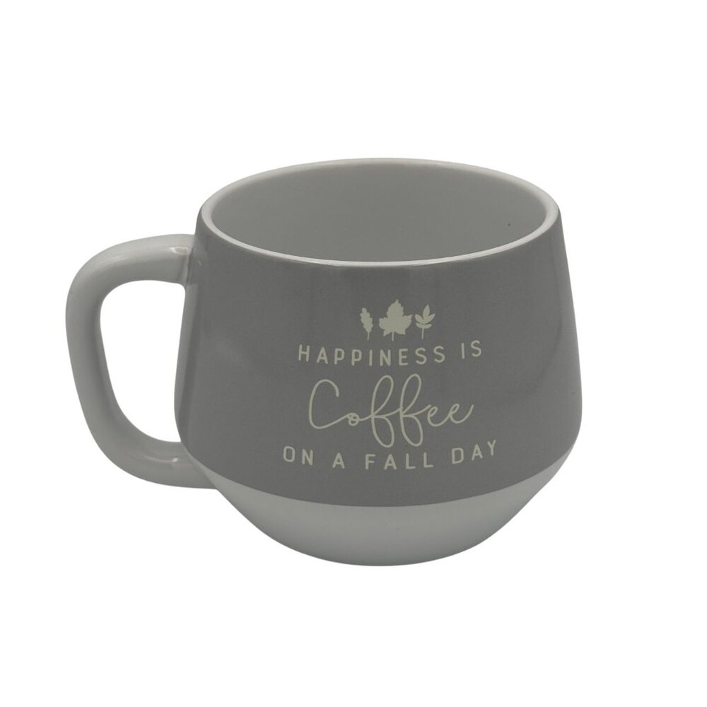 Simply Autumn Happiness is Coffee on a Fall Day  Gray & White Coffee Mug - Picture 3 of 4